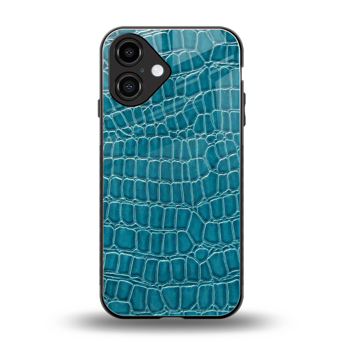 Croco Blue back phone cover | glass case for iphone 16