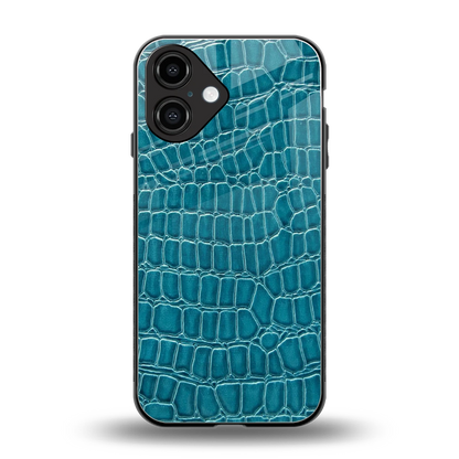 Croco Blue back phone cover | glass case for iphone 16