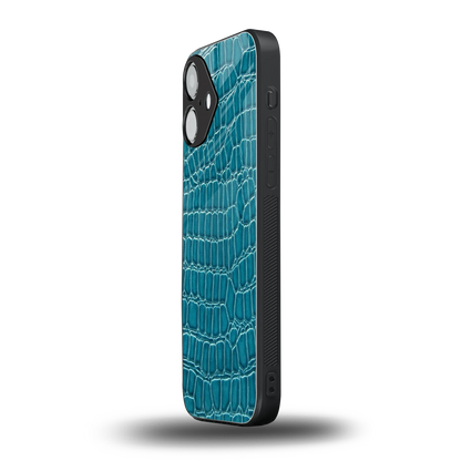 Croco Blue iPhone 16 mobile cover | shockproof glass phone case