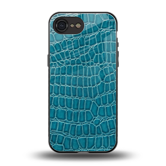 Croco Blue back phone cover | glass case for iphone 17e