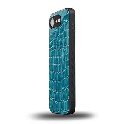 Croco Blue iphone 16e mobile cover | shockproof glass phone case