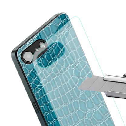 Croco Blue stylish phone case for iphone 16e | glossy glass and slim fit