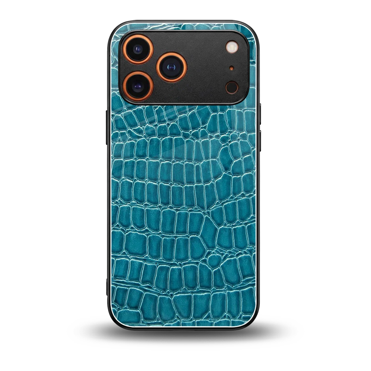 Croco Blue back phone cover | glass case for iphone 17 pro