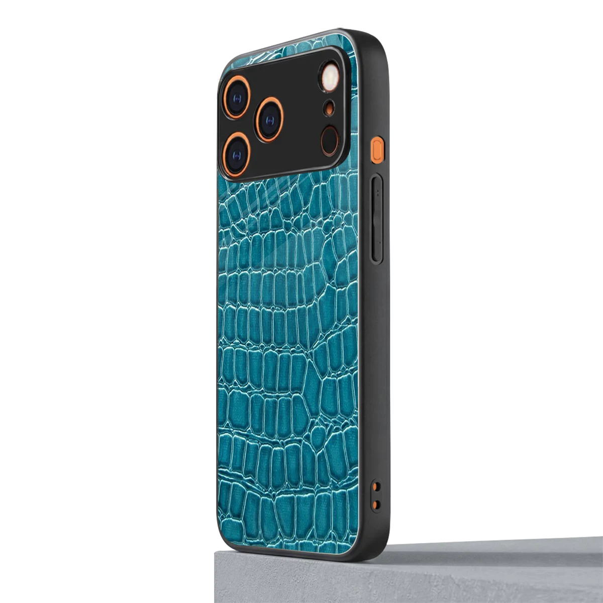 Croco Blue iphone 17 pro mobile cover | shockproof glass phone case