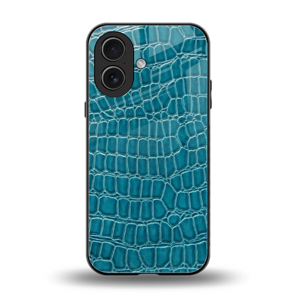 Croco Blue back phone cover | glass case for iphone 17