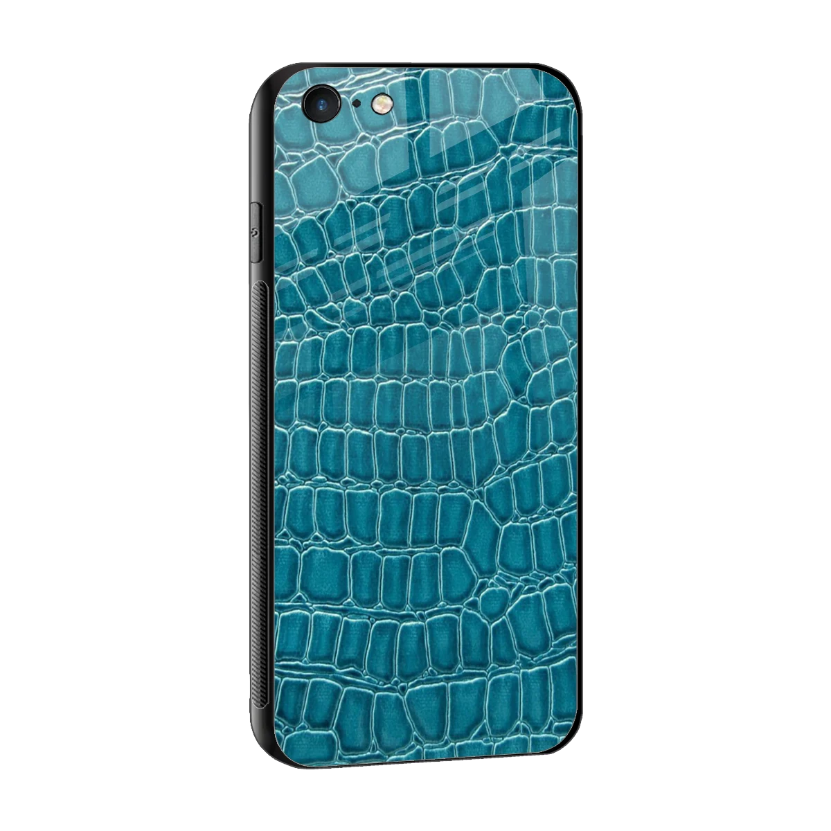 Croco Blue sleek iphone 6s plus cover with tempered glass back and TPU edges