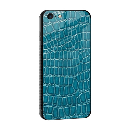 Croco Blue sleek iphone 6s plus cover with tempered glass back and TPU edges