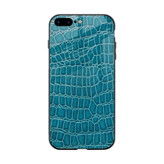Croco Blue back phone cover | glass case for iphone 7 plus