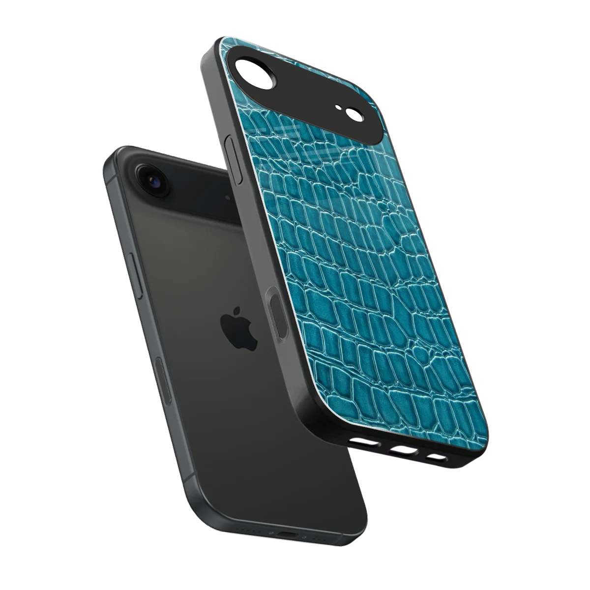 Croco Blue sleek iphone air cover with tempered glass back and TPU edges