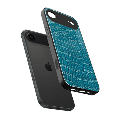 Croco Blue sleek iphone air cover with tempered glass back and TPU edges