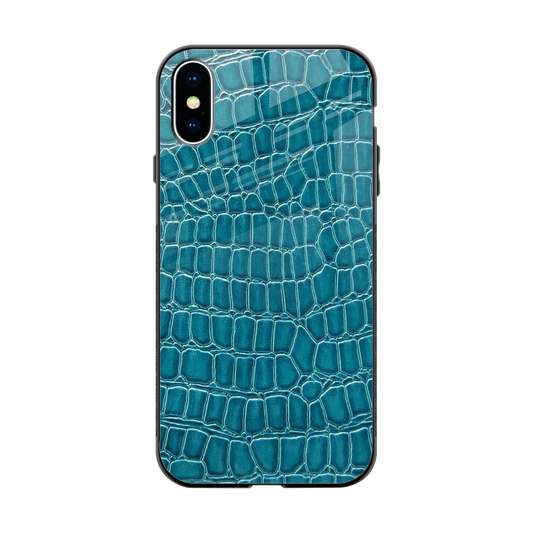 Croco Blue back phone cover | glass case for iphone x