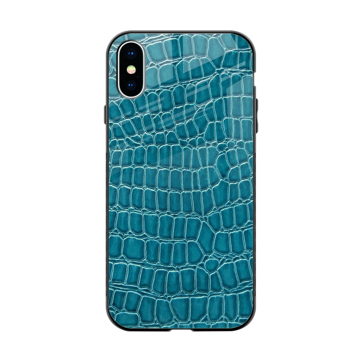 Croco Blue back phone cover | glass case for iphone xs