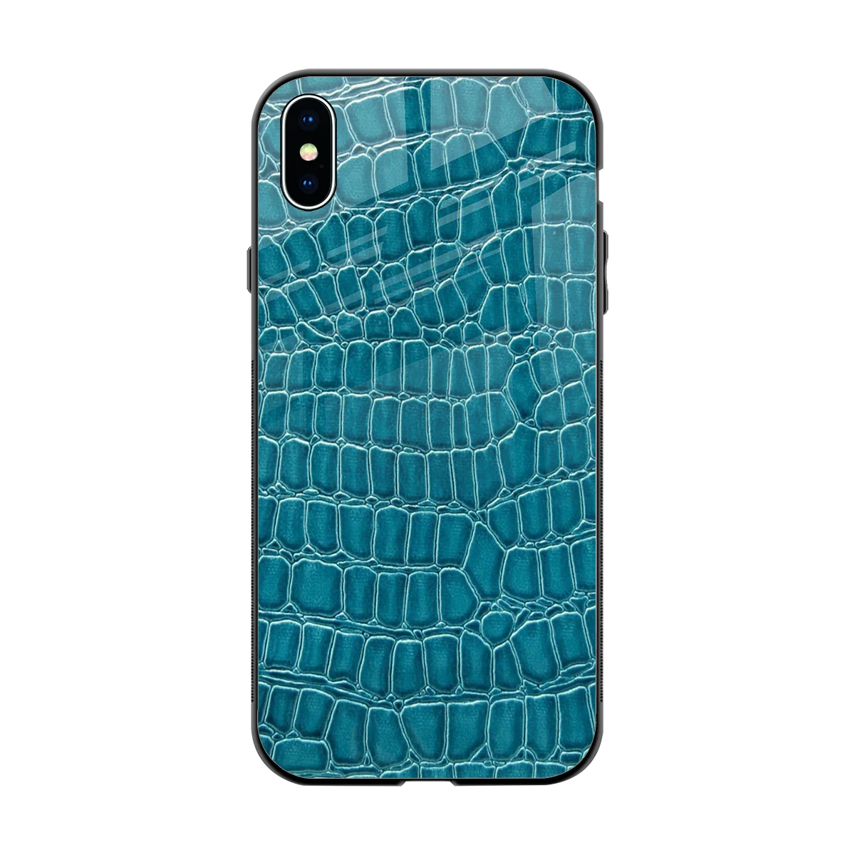 Croco Blue back phone cover | glass case for iphone xs max