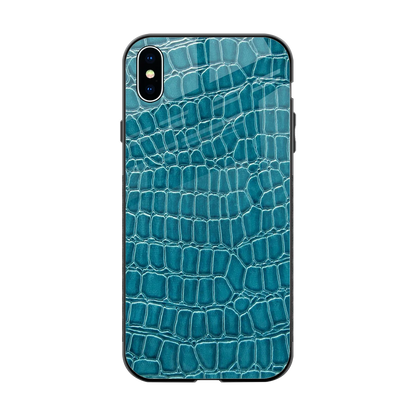 Croco Blue back phone cover | glass case for iphone xs max