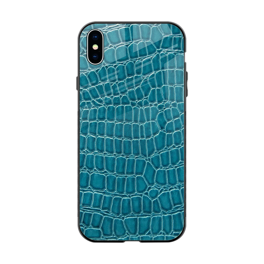 Croco Blue back phone cover | glass case for iphone xs max