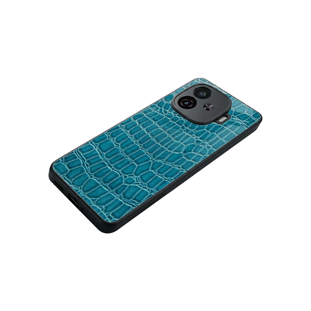 Croco Blue stylish phone case for iqoo neo 10r 5g | glossy glass and slim fit