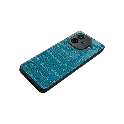 Croco Blue stylish phone case for iqoo neo 10r 5g | glossy glass and slim fit