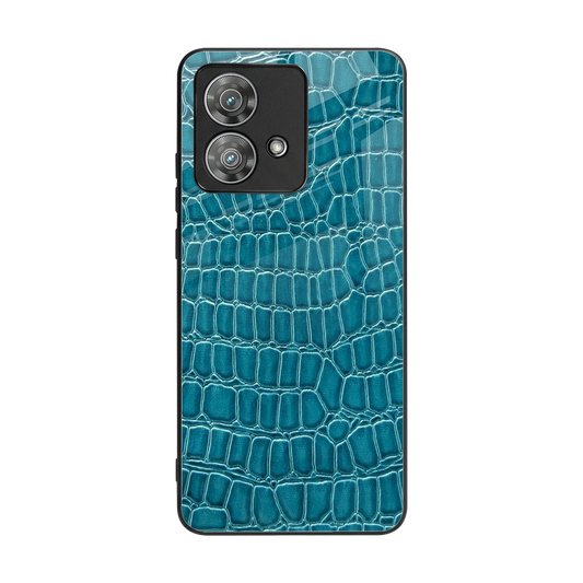 Croco Blue back phone cover | glass case for motorola edge 40 neo 5g