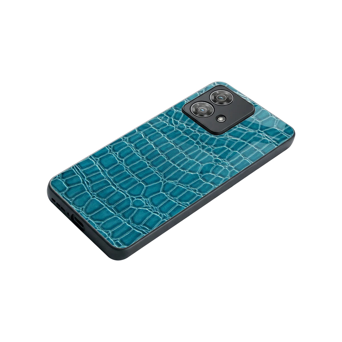 Croco Blue stylish phone case for motorola edge 40 neo 5g | glossy glass and slim fit