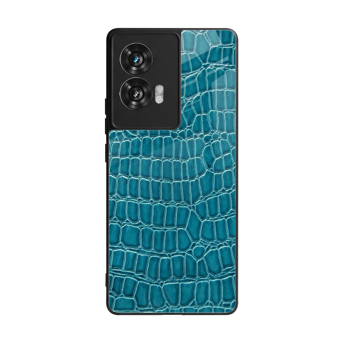 Croco Blue back phone cover | glass case for motorola edge 50 fusion