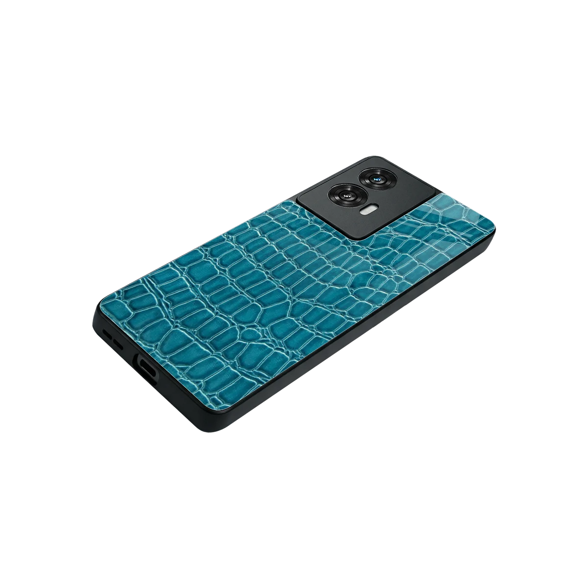 Croco Blue stylish phone case for motorola edge 50 fusion | glossy glass and slim fit