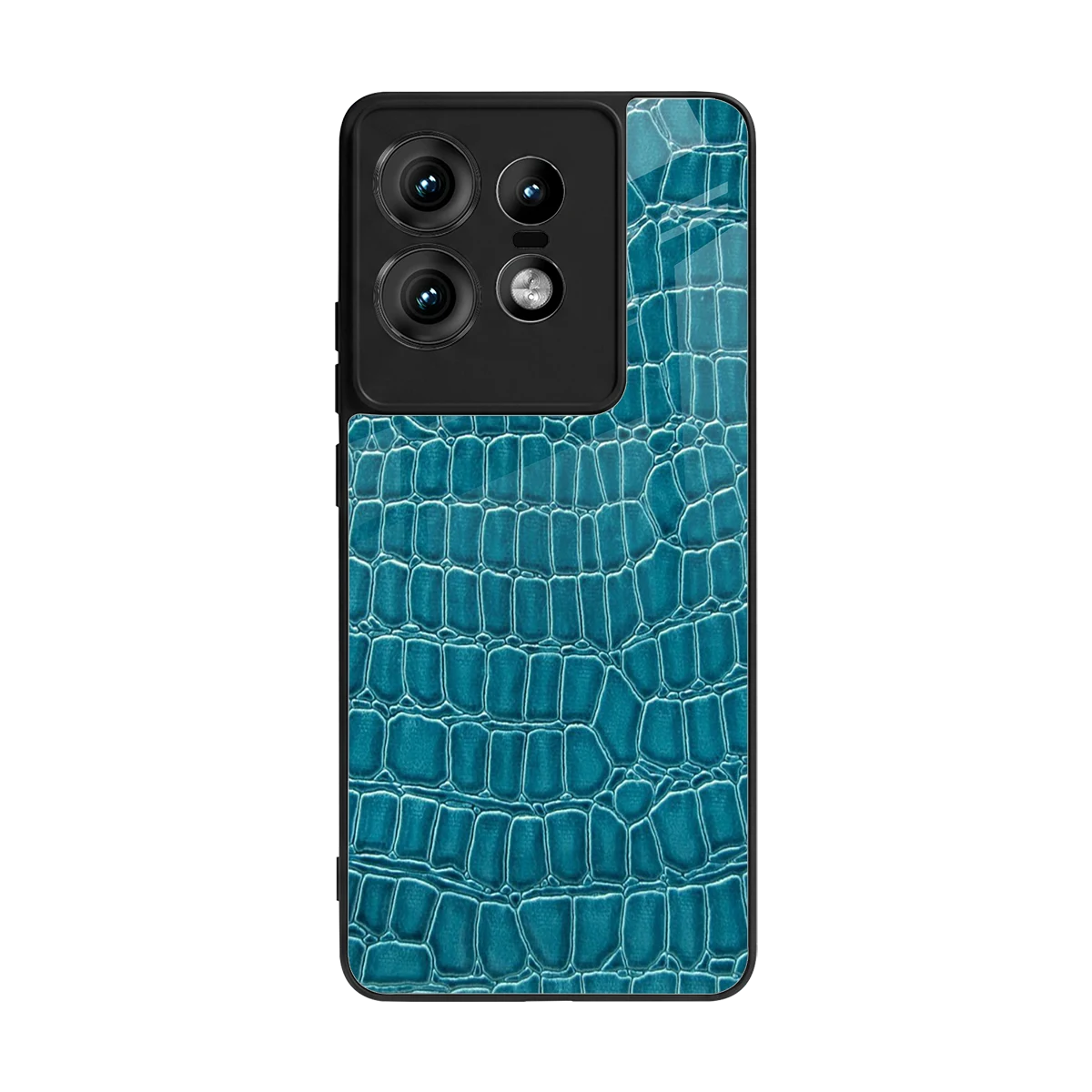 Croco Blue back phone cover | glass case for motorola edge 50 pro