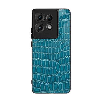 Croco Blue back phone cover | glass case for motorola edge 50 pro
