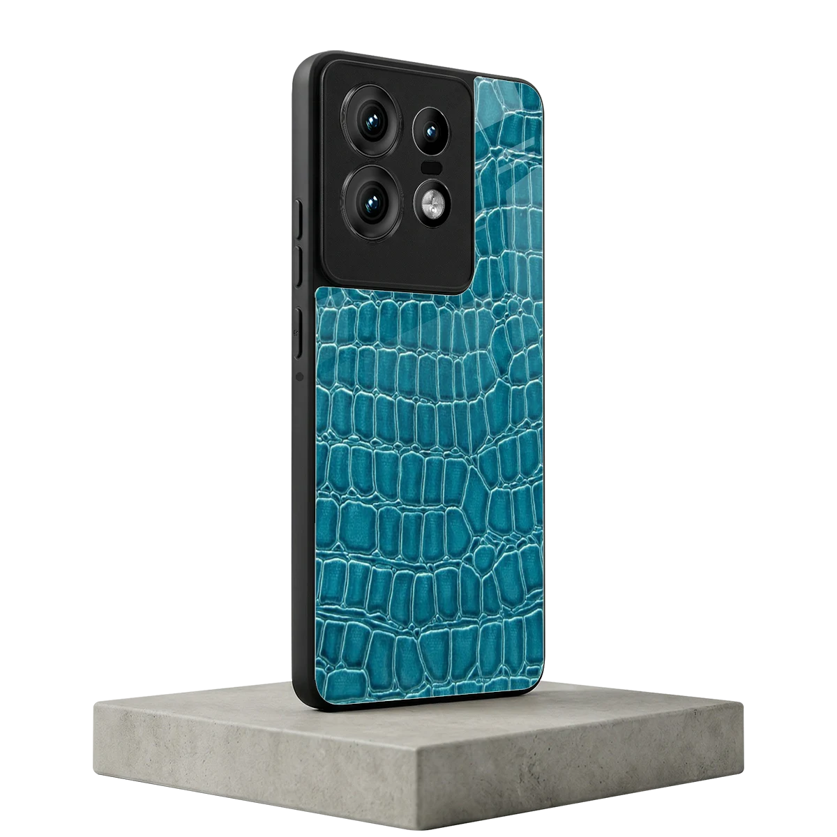 Croco Blue motorola edge 50 pro mobile cover | shockproof glass phone case