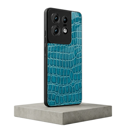 Croco Blue motorola edge 50 pro mobile cover | shockproof glass phone case