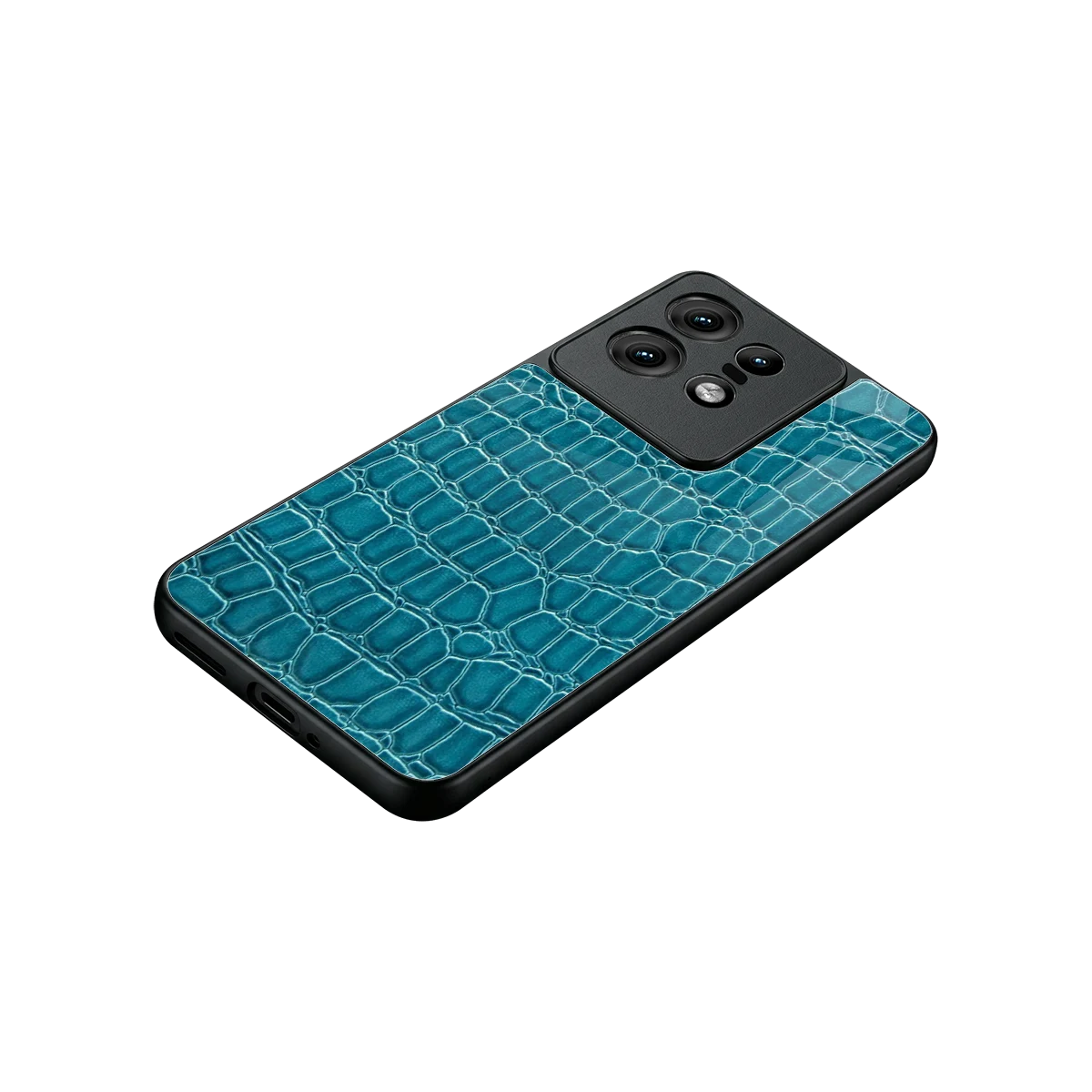 Croco Blue stylish phone case for motorola edge 50 pro | glossy glass and slim fit