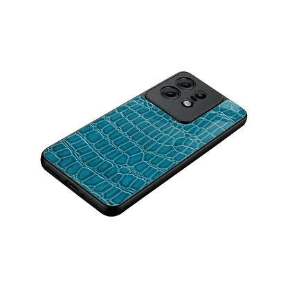 Croco Blue stylish phone case for motorola edge 50 pro | glossy glass and slim fit