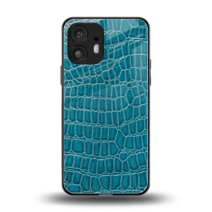 Croco Blue back phone cover | glass case for nothing phone 2