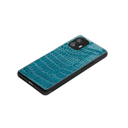 Croco Blue stylish phone case for nothing phone 2 | glossy glass and slim fit