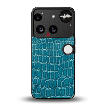 Croco Blue back phone cover | glass case for nothing phone 3