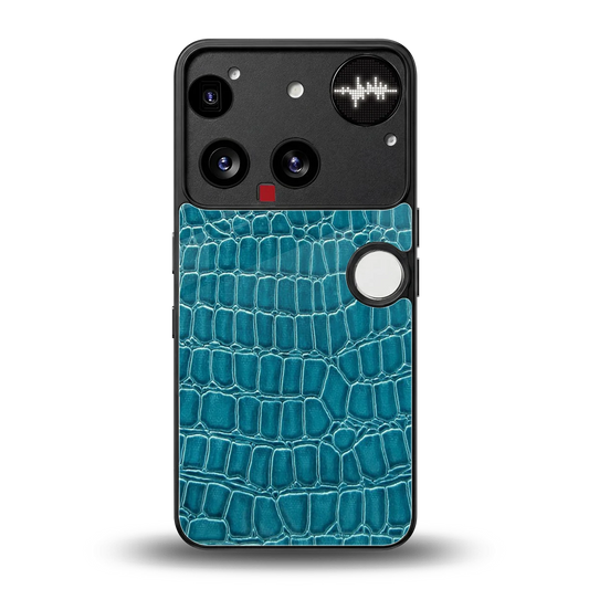 Croco Blue back phone cover | glass case for nothing phone 3