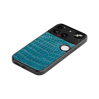 Croco Blue stylish phone case for nothing phone 3 | glossy glass and slim fit