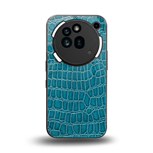 Croco Blue back phone cover | glass case for nothing phone 3a pro