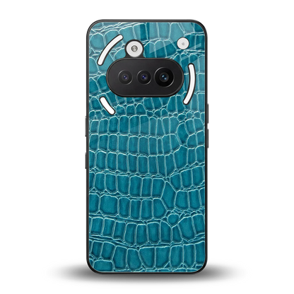Croco Blue back phone cover | glass case for nothing phone 3a