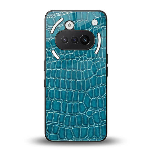Croco Blue back phone cover | glass case for nothing phone 3a