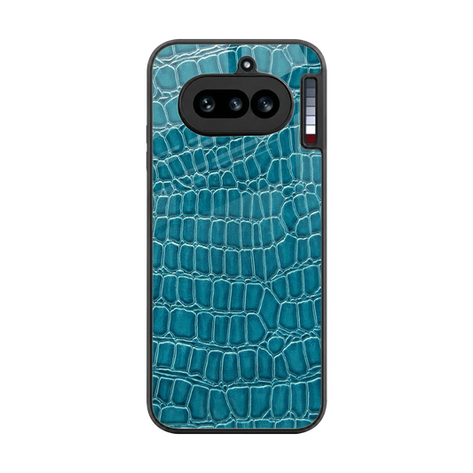 Croco Blue back phone cover | glass case for nothing phone 4a