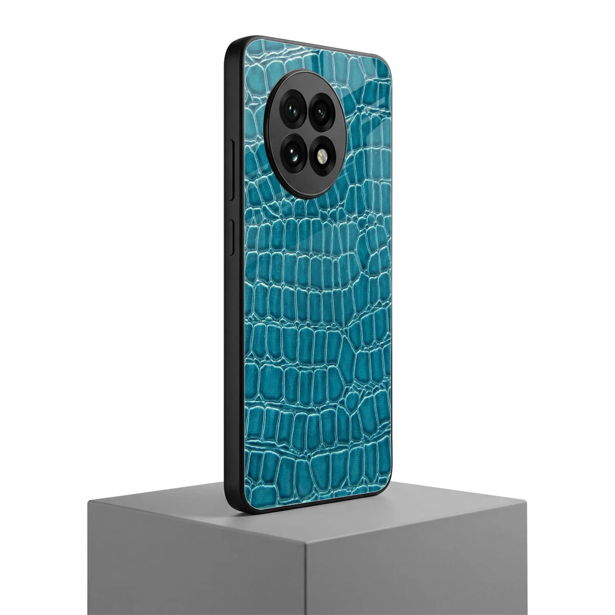 Croco Blue oneplus 13r mobile cover | shockproof glass phone case