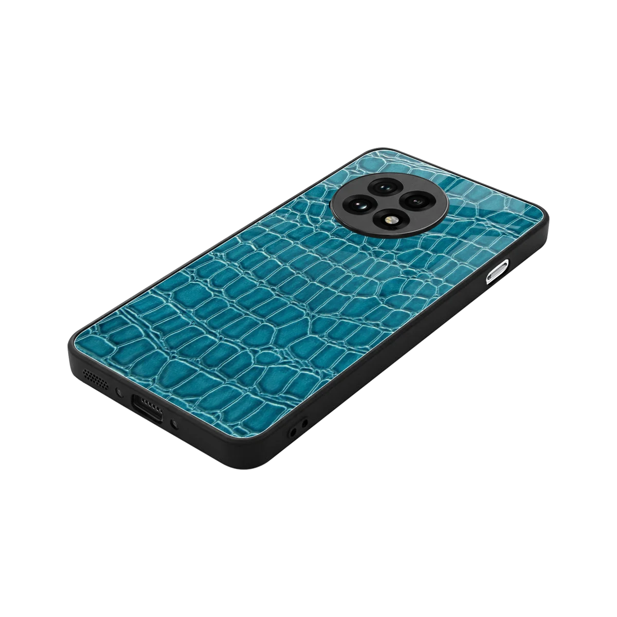 Croco Blue stylish phone case for oneplus 13r | glossy glass and slim fit