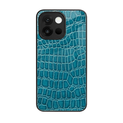Croco Blue back phone cover | glass case for oneplus 13s
