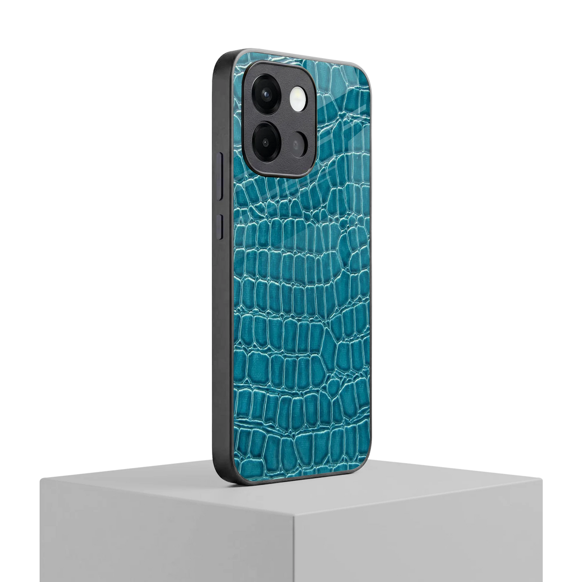 Croco Blue oneplus 13s mobile cover | shockproof glass phone case