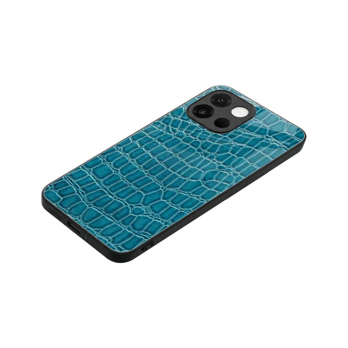 Croco Blue stylish phone case for oneplus 13s | glossy glass and slim fit