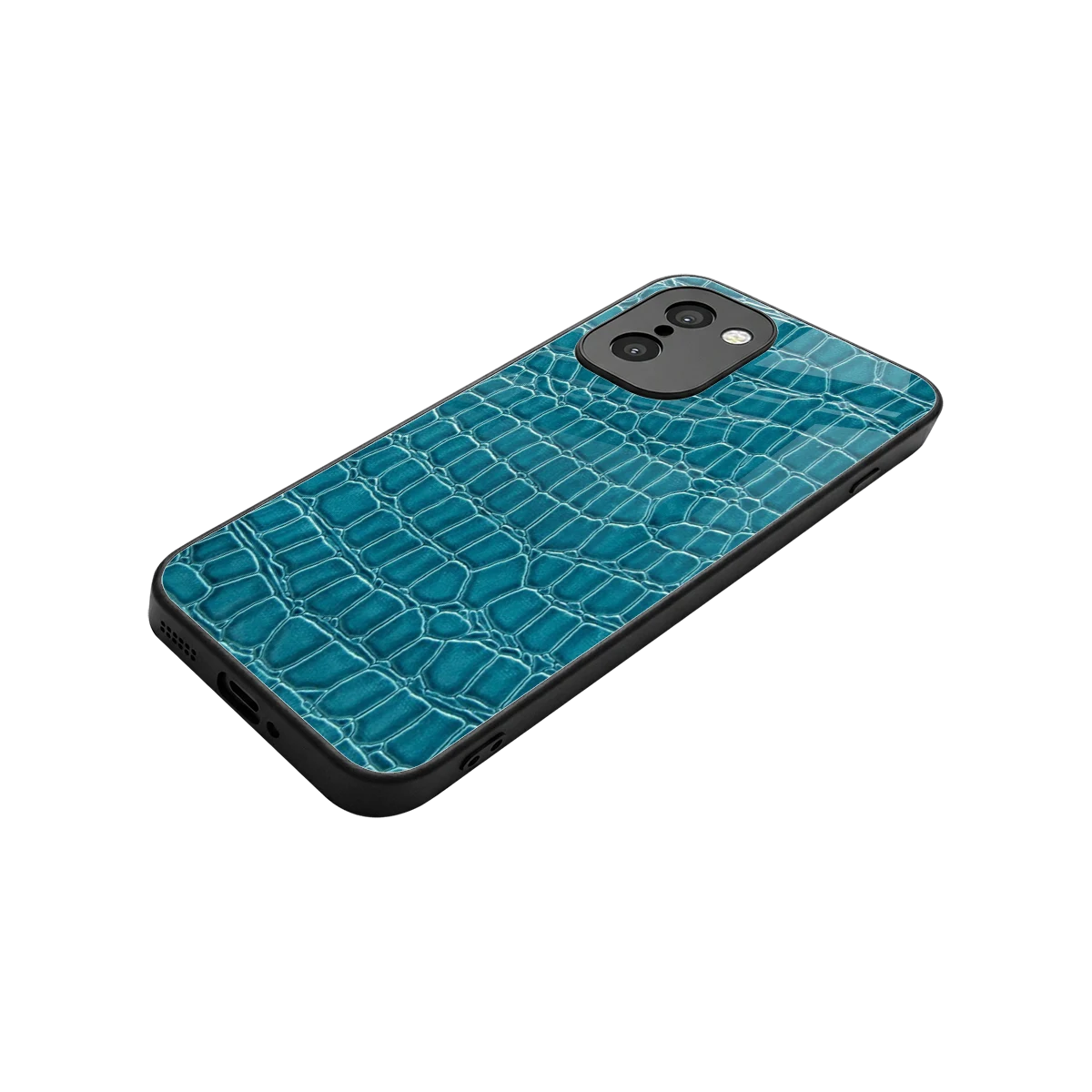 Croco Blue stylish phone case for oneplus 15r | glossy glass and slim fit