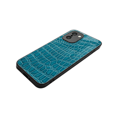 Croco Blue stylish phone case for oneplus 15r | glossy glass and slim fit