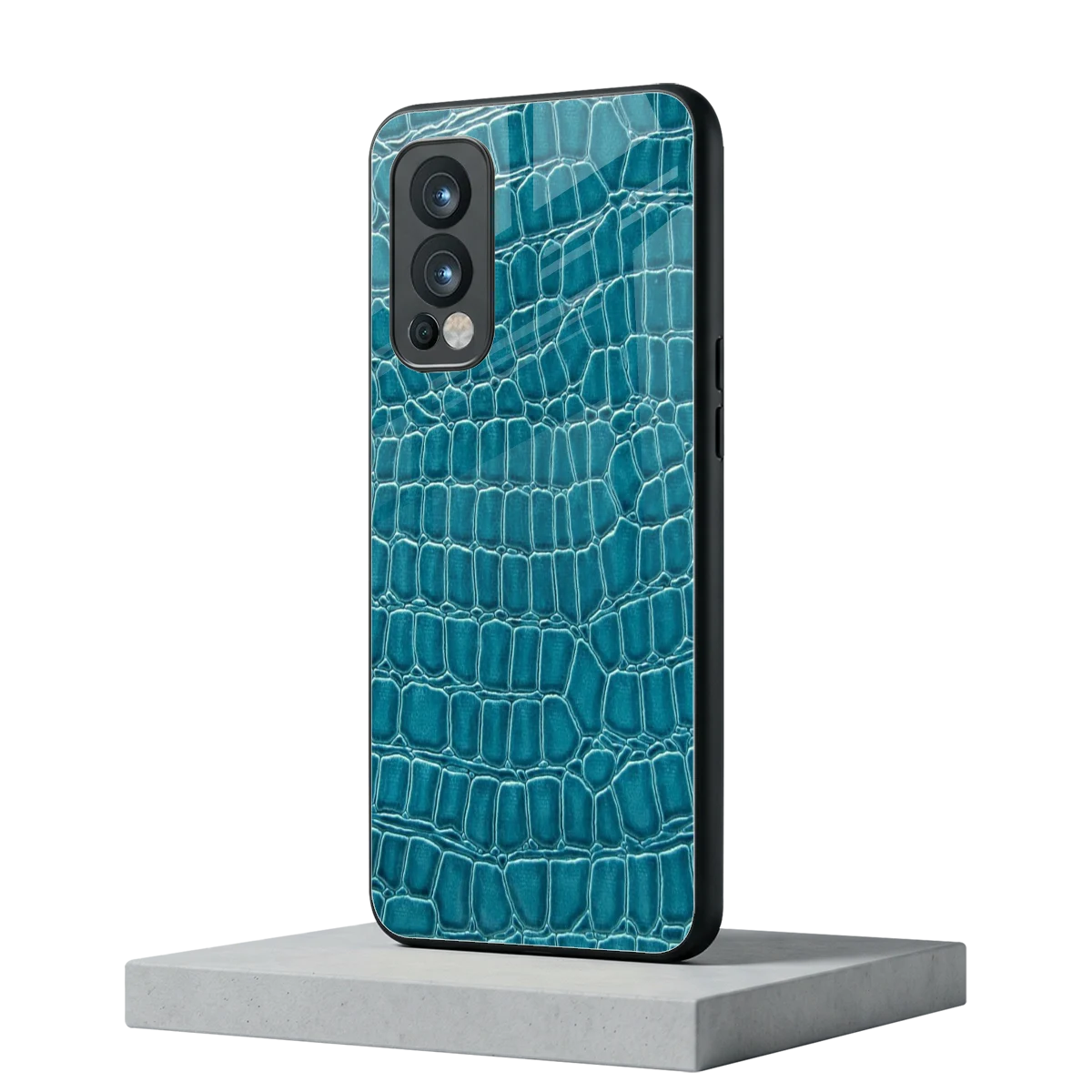 Croco Blue oneplus nord 2 mobile cover | shockproof glass phone case