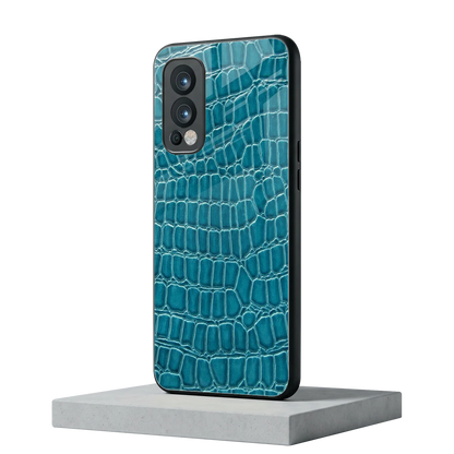 Croco Blue oneplus nord 2 mobile cover | shockproof glass phone case