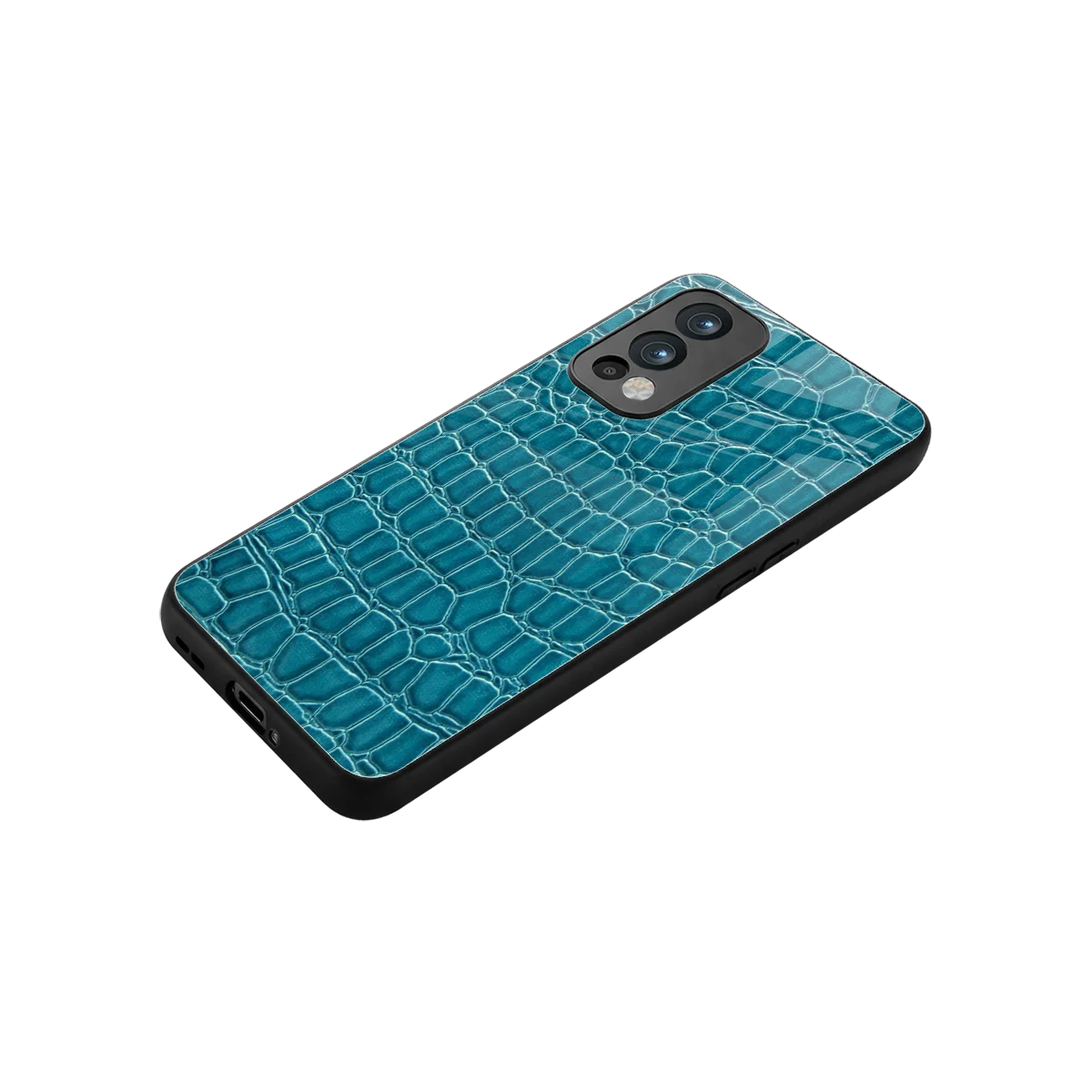 Croco Blue stylish phone case for oneplus nord 2 | glossy glass and slim fit